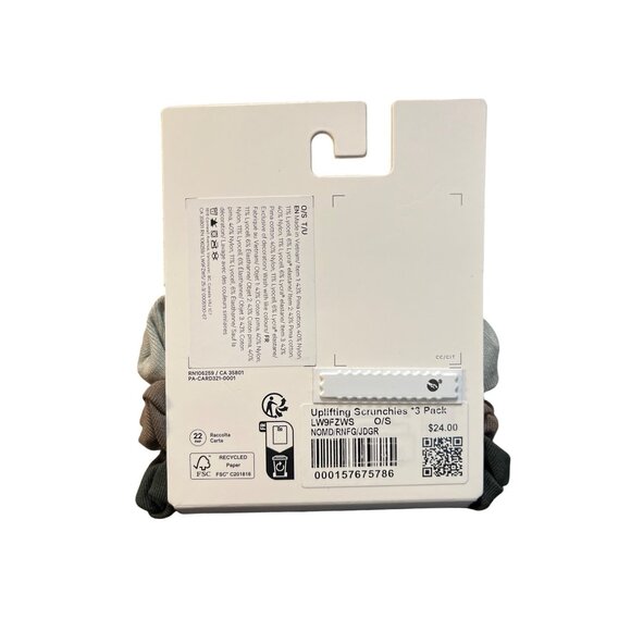 Lululemon Uplifting Scrunchies 3-Pack Nomad/Rainforest Green/Jade Grey O/S - Picture 2 of 2